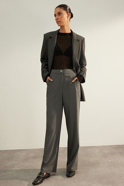 Trendyol Collection Antracitové široké tkané kalhoty - Premium kvalita Twoaw24Pl00227
