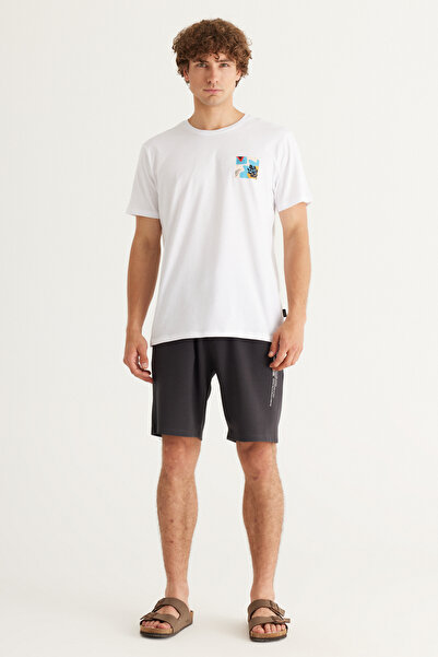 AC&Co / Altınyıldız Classics Ανδρικό μπλουζάκι με στάμπα σε στενή κοπή από 100% βαμβακερό λαιμόκοψη