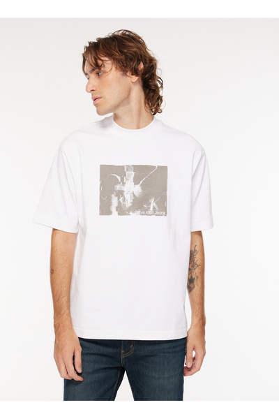 Calvin Klein Jeans Crew Neck štampana bela ženska majica J40J400301YAF