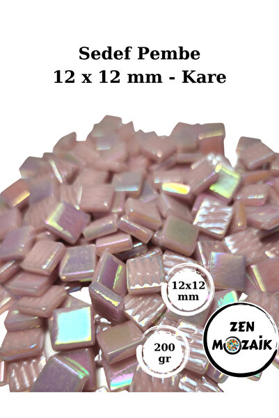 Zen Mozaik Sanatsal Mozaik Çalışmalarınız için 12 x12 mm - Kare Sedefli Cam M...