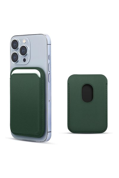 Microsonic Apple iPhone 15 Pro Leather Wallet Magsafe Dark Green