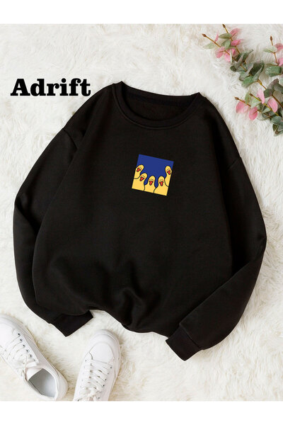 Adrift Памучна блуза с качулка в цвят патица, с голям размер, за велосипед, ч...