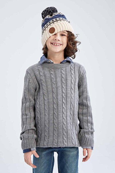 DeFacto Chlapecký pletený svetr s výstřihem Z2404A623Wn