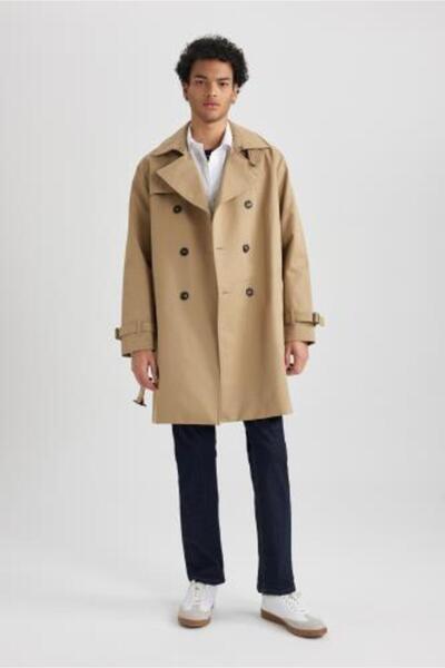 DeFacto Regular Fit Polo Neck Lined Trench Coat