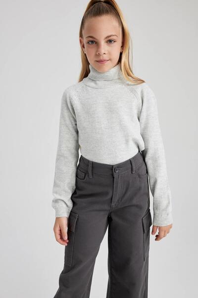 DeFacto Pulover de bază cu gât rotic pentru fete R1953a623wn