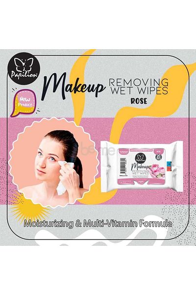 Papilion Make Up Wet Wipes Rose 20 pcs