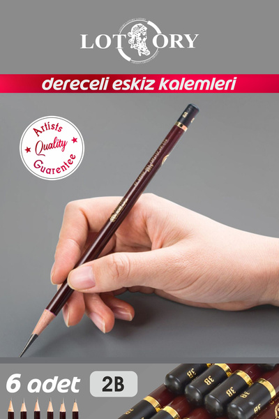 lotory Dereceli Karakalem Seti 2B - 6 Adet - Artist Kalite