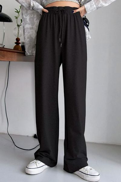 EFBUTİK Schwarze Jogginghose mit weitem Bein