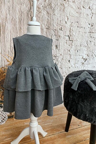 Shecco Babba Багатошарове сіре плаття для дівчинки з банданою, комплект для д...