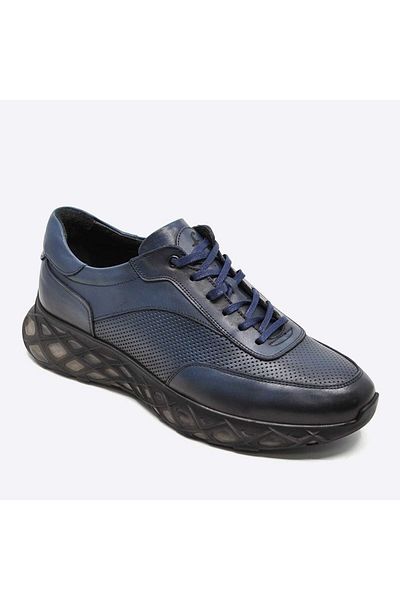 Fosco Genuine Leather Navy Blue Sneaker Men's Shoes 9829 102