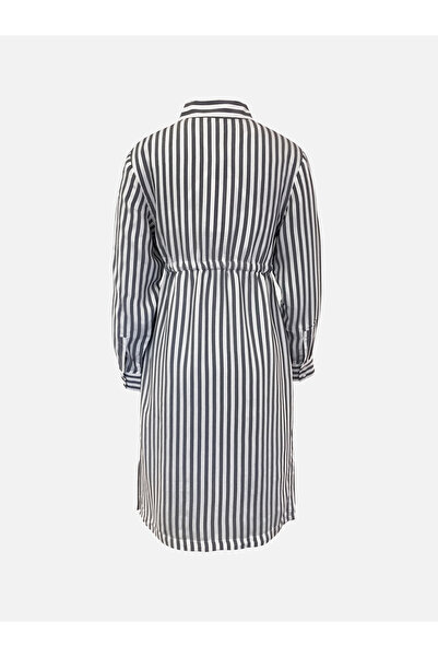 GEBE Çizgili Uzun Kol Şık Gömlek Elbise
