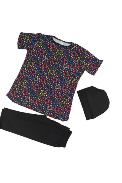bigiyin Star Model Digital Pattern Children's Half Sleeve Swimsuit Micro Water Repellent Quality Children's Swimsuit