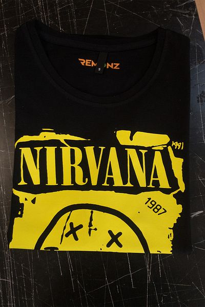 remonz Μπλουζάκι Nirvana Printed 100% Cotton Μαύρο Oversize