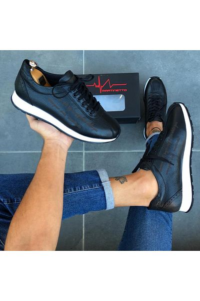 Martinetto Genuine Leather Black Casual Men's Shoes