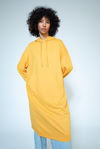 DeFacto Oversize Fit Kapüşonlu Kanguru Cepli Sweatshirt Tunik