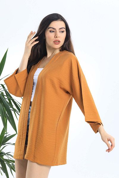 Elia Moda Кимоно от ленено яке в кафяво