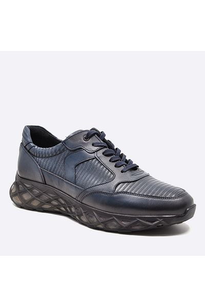 Fosco Genuine Leather Navy Blue Sneaker Men's Shoes 9828 102