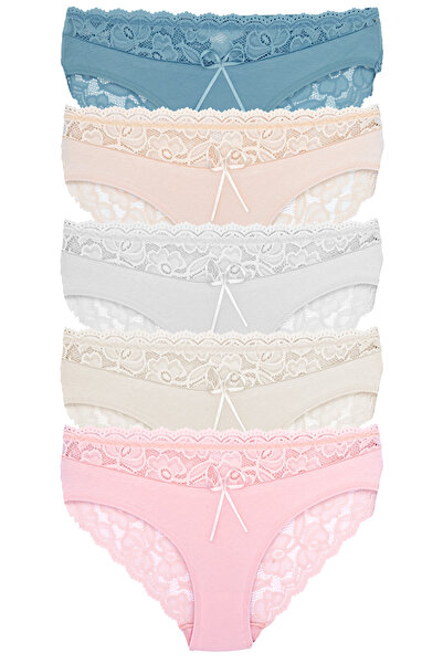 Zena 5-Piece Cotton Women's Slips with Lace Waist and Back