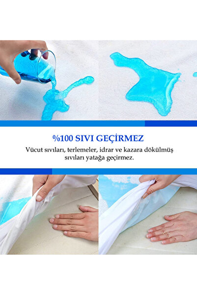 Kardelen Pamuklu Lastikli Sıvı Geçirmez Yatak Alezi Yan Yüzeyler Pamuklu Penye