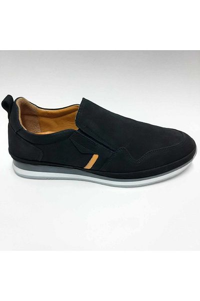 Luis Figo GENUINE LEATHER BLACK LACE-FREE MEN'S SHOES