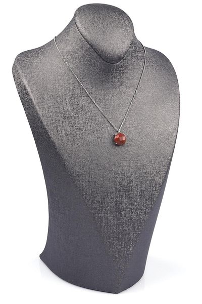 Alibaba Doğaltaş Red Jasper Natural Stone Silver Colored Necklace