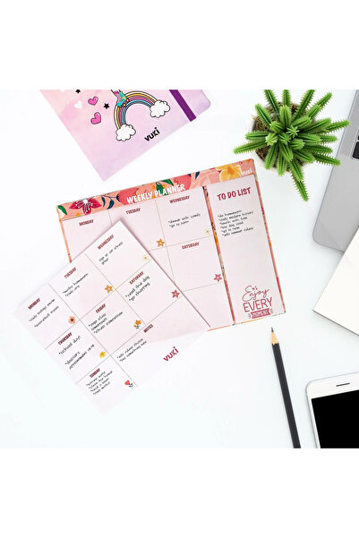 Şeker Ofisi Desktop Weekly Planner Notebook Flower