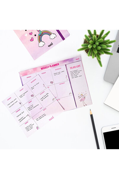 Şeker Ofisi Desktop Weekly Planner Notebook Flamingo