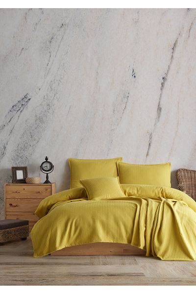 Lief Home 100% Cotton Knitted Patterned Multi-Purpose Bedspread| 240x230