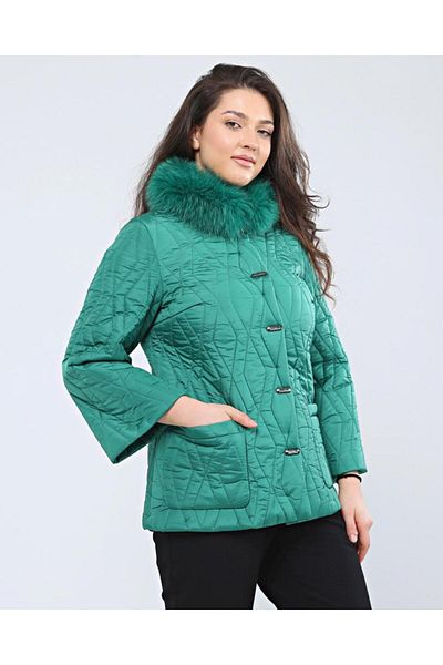 Cristina Quilted Plus Size Coat - Short Button Detail