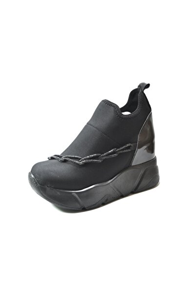 Beety 23BK.640 Siyah Streç Zincirli Yüksek Platform Taban Kadın Sneakers Ayakkabı