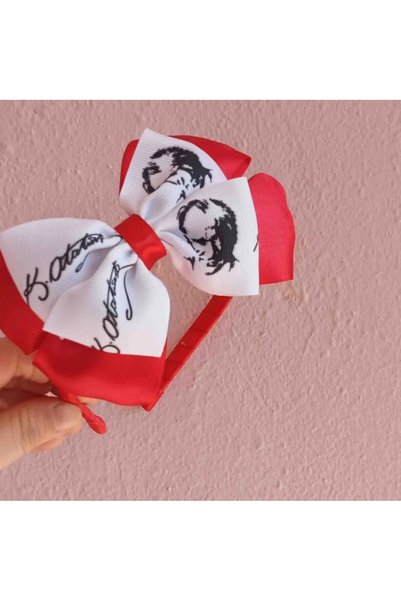 Generic Brand Red and White Ataturk Signed Girl's Crown Buckle Sturdy Hand Made