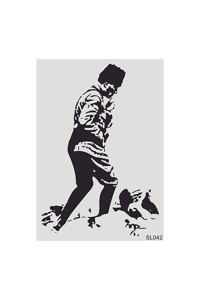 STENCİLTASARIM Stencil Design Sl042 Mustafa Kemal Atatürk Wall Wooden Glass Painting Pattern 35x49cm