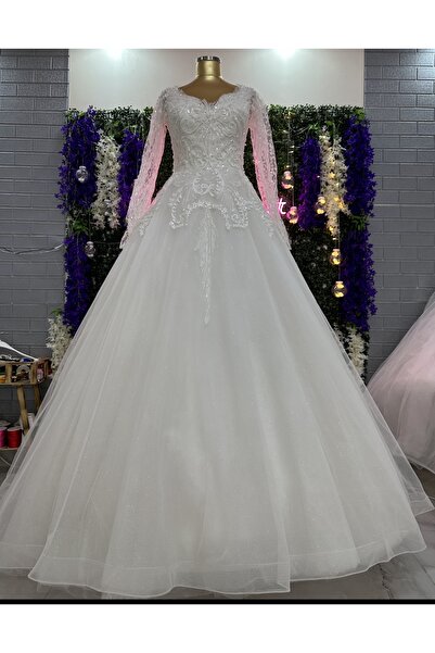 Kayra Modaevi Kollu Dantel Gelinlik