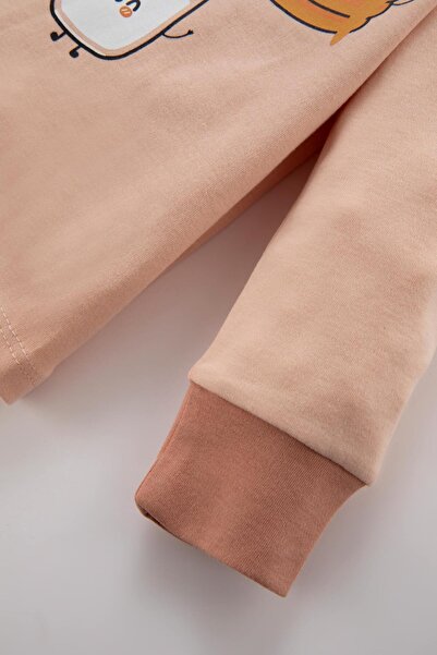 DeFacto Kız Bebek Yiyecek Baskılı Uzun Kollu Premium 2'li Pijama Takımı