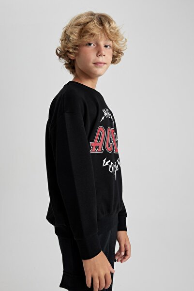 DeFacto Erkek Çocuk Ac/dc Bisiklet Yaka Sweatshirt B1289a823au