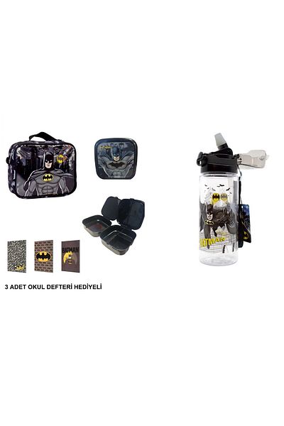 Batman Lunch Box, Lunch Bowl and Water Bottle (3 Notebook Gifts)