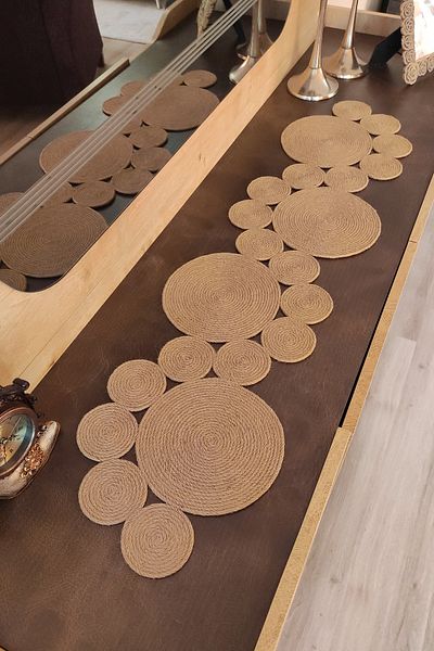 Homever Естествена юта от ракита, 120x30 см, Ръчно изработена покривка за конзола за хол от юта, покривка за кухня, Ранир