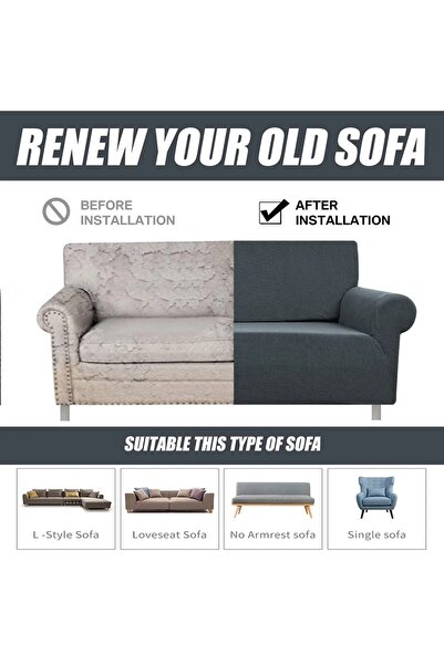 uzhanem Lycra seat cover, flexible square pattern three-seater seat cover with washable rubber