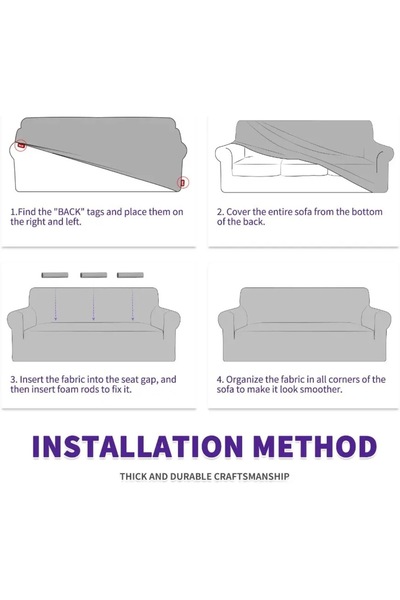 uzhanem Lycra seat cover, flexible square pattern three-seater seat cover with washable rubber