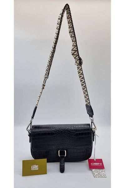 DSN Crocodile Small Crossbody Bag Black