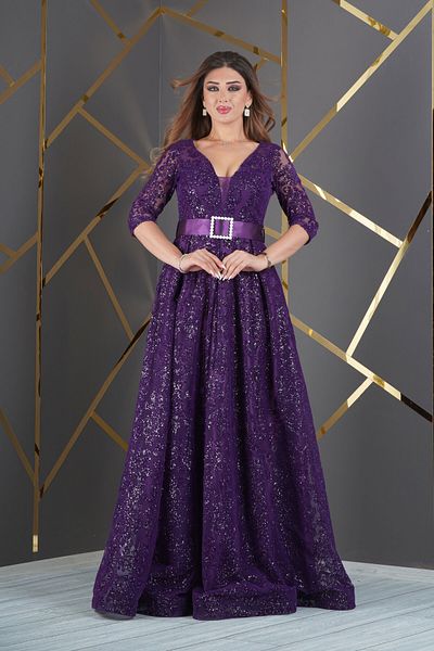 Matik Abiyem Rochie de seară cu design special imprimat cu sclipici