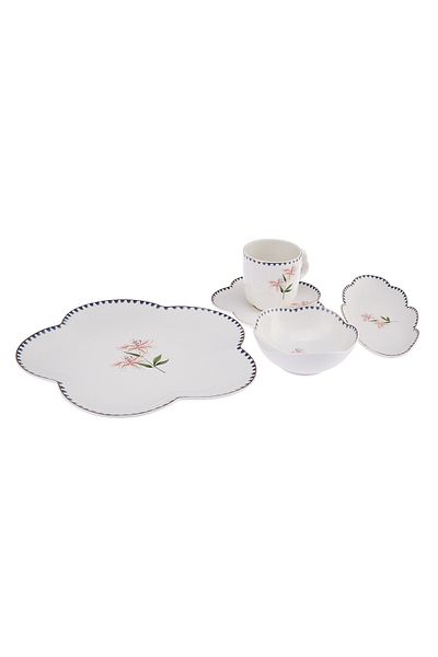 Emsan Lilium Porcelain 32 Piece Breakfast / Service Set for 6 Persons