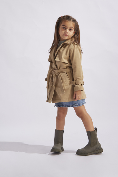 hoQuspoQus Kız Çocuk Trençkot Taba