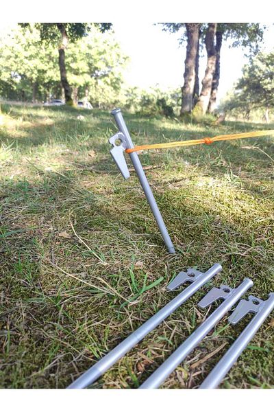 Bal-Kar Στύλος σκηνής 30 cm 8 τμχ Γκρι, Στύλος εδάφους κήπου Camping, Στύλος με σιδερένιο άγκιστρο, Σετ στύλου σκηνής