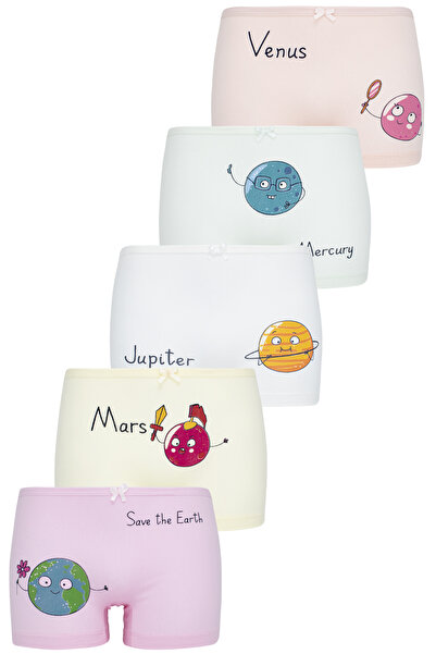 biyokids Pachet de 5 boxeri colorați pentru fete - Planete drăguțe -