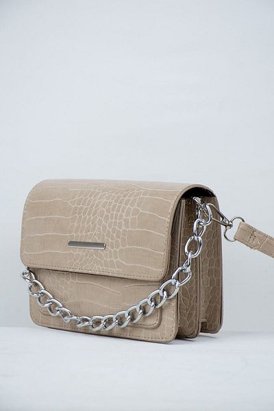 MEİZEN Mink Women's Crocodile Pattern Clutch Baguette Chain Strap Bag