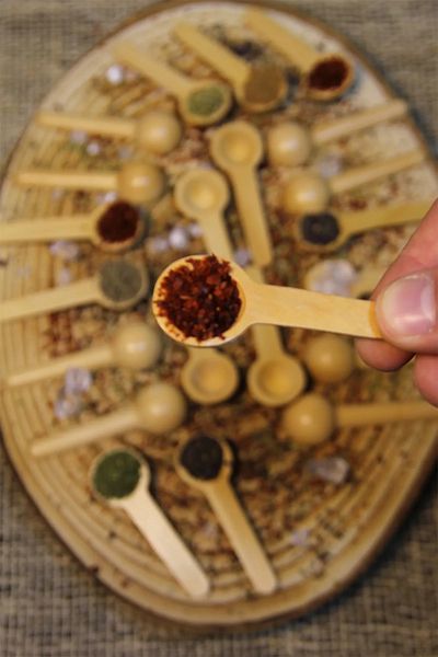 Porselen Diyarı 12-Piece Wooden Spice Rack - Scale Spoon - Wooden Spoon 7 Cm