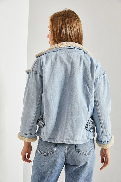 Bianco Lucci Damen-Jeansjacke mit Pelzfutter