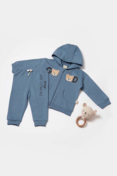 BabyCosy طقم سترة بغطاء للرأس عضوي من الأسفل والأعلى