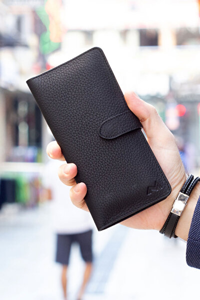 TESBİHCİBABA Mandarin| Paris Leather Wallet with Phone Compartment, Men's Wallet Card Holder